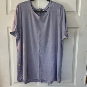 Relaxed Lavender Short Sleeve Tunic with Side Button Detail